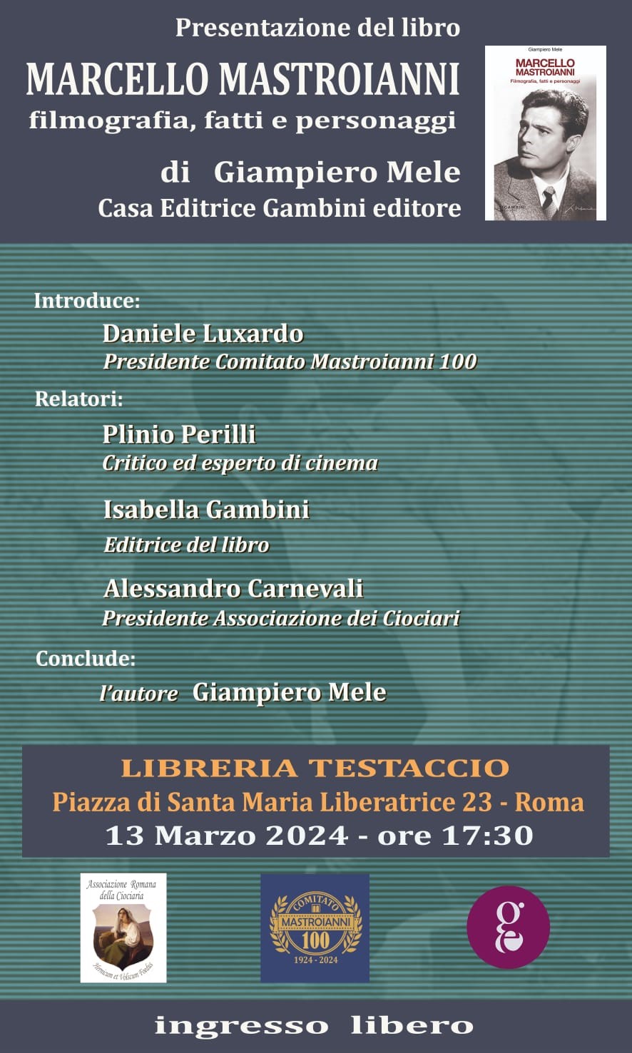 13-3-2024 Marcello Mastroianni Libreria Testaccio